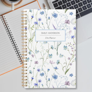 Agenda Patrón Floral Flor Silvestre Bonito Morado Azul 20