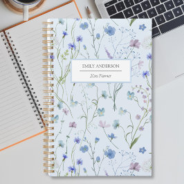 Agenda Patrón Floral Flor Silvestre Bonito Púrpura Azul 2