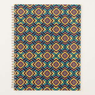 Agenda Patrón floral geométrico azteca vibrante