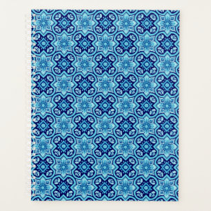 Agenda Patrón floral geométrico azul vintage
