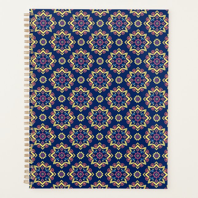 Agenda Patrón floral geométrico de Moda Boho (Anverso)