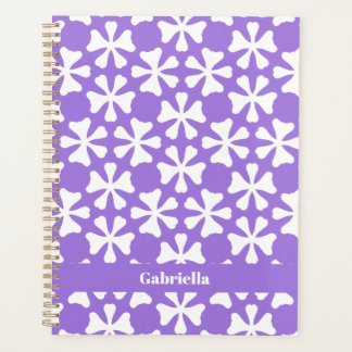 Agenda Patrón floral geométrico moderno lila y blanco
