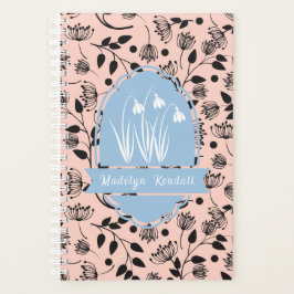Agenda Patrón floral laurentiano rosa suave con nombre pe