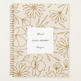Agenda Patrón floral Minimalista moderno Oro Rosa