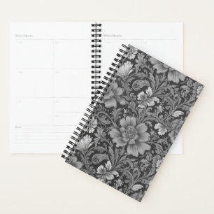 Agenda Patrón floral monocromo vintage