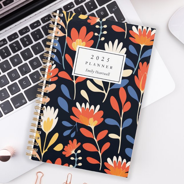 Agenda Patrón floral Naranja alegre personalizado 2025 (Subido por el creador)
