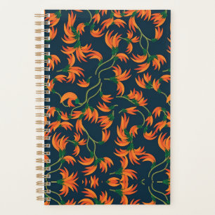 Agenda Patrón floral naranja fluido