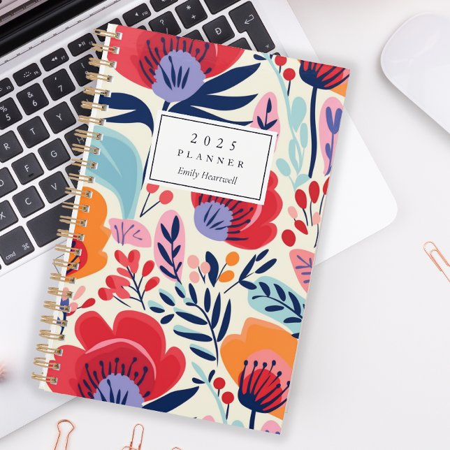 Agenda Patrón floral negrita rojo Naranja personalizado 2 (Subido por el creador)