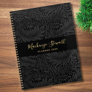 Agenda Patrón floral negro 2026