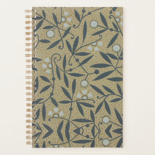 Agenda Patrón floral ornamentado con vides azul oscuro