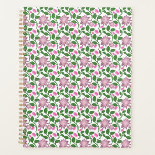 Agenda Patrón Floral Oscuro Sin Costuras Flores Rosadas V