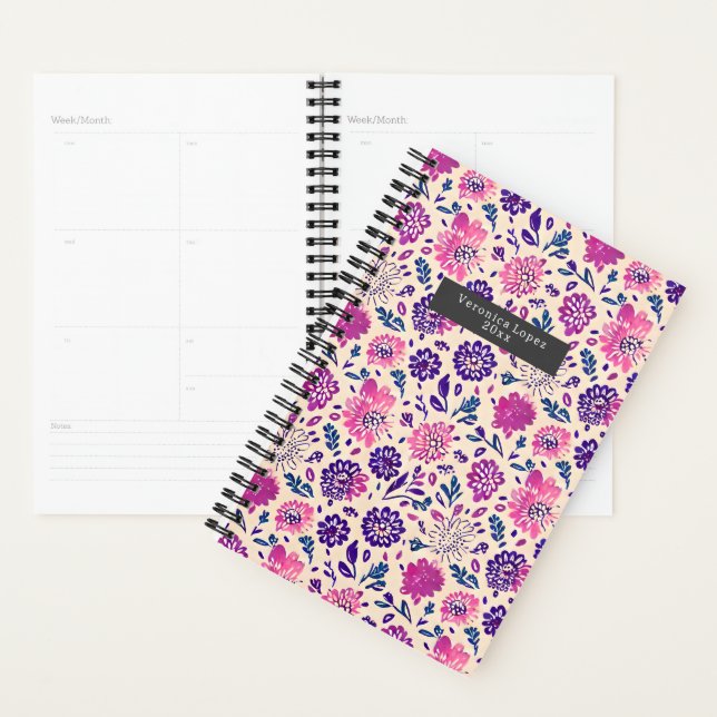 Agenda Patrón floral púrpura Boho (Demostración)