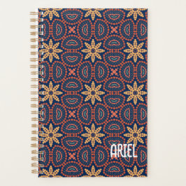 Agenda Patrón floral retro abstracto personalizado