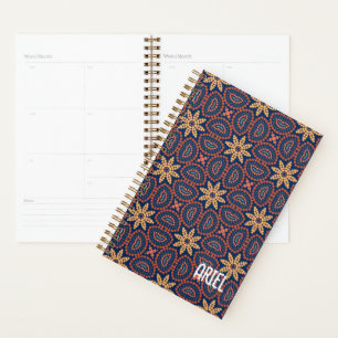 Agenda Patrón floral retro abstracto personalizado