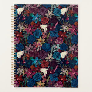 Agenda Patrón floral romántico oscuro