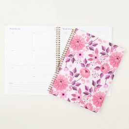 Agenda Patrón floral rosa con flores elegantes