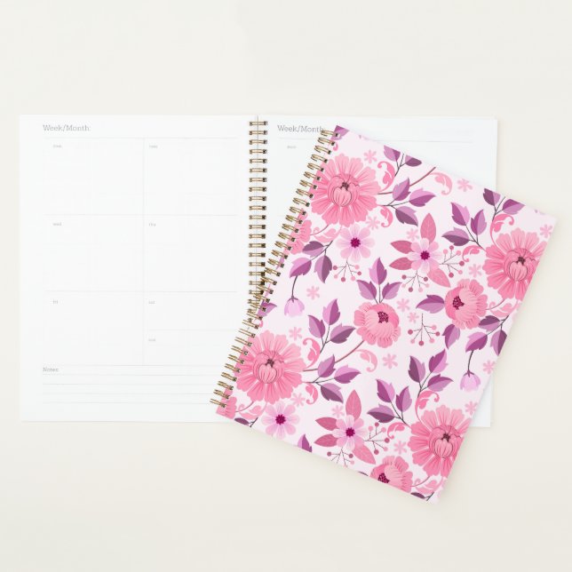 Agenda Patrón floral rosa con flores elegantes (Demostración)