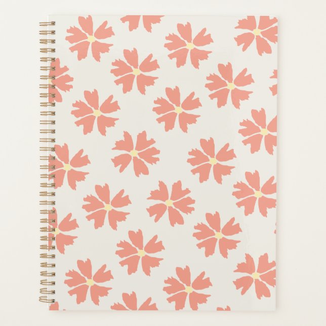 Agenda Patrón floral rosa de diseño blanco roto (Anverso)