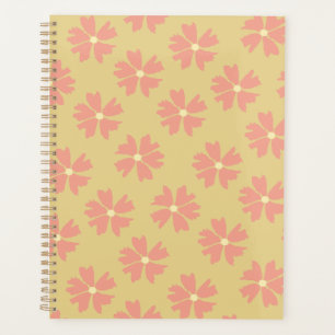 Agenda Patrón floral rosa elegante amarillo