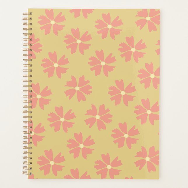 Agenda Patrón floral rosa elegante amarillo (Anverso)