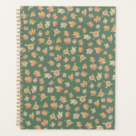 Agenda Patrón floral rosa oscuro verde