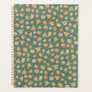Agenda Patrón floral rosa oscuro verde