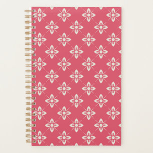 Agenda Patrón floral rosa vibrante con flores geométricas