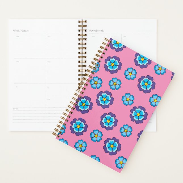 Agenda Patrón floral rosa violeta azul (Demostración)