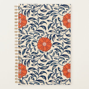 Agenda Patrón floral sin costuras con flor naranja vibran