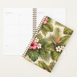 Agenda Patrón floral tropical – Hibisco, Monstera 
