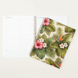 Agenda Patrón floral tropical – Hibisco, Monstera 