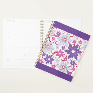 Agenda Patrón floral vibrante Flores azul rosado púrpura