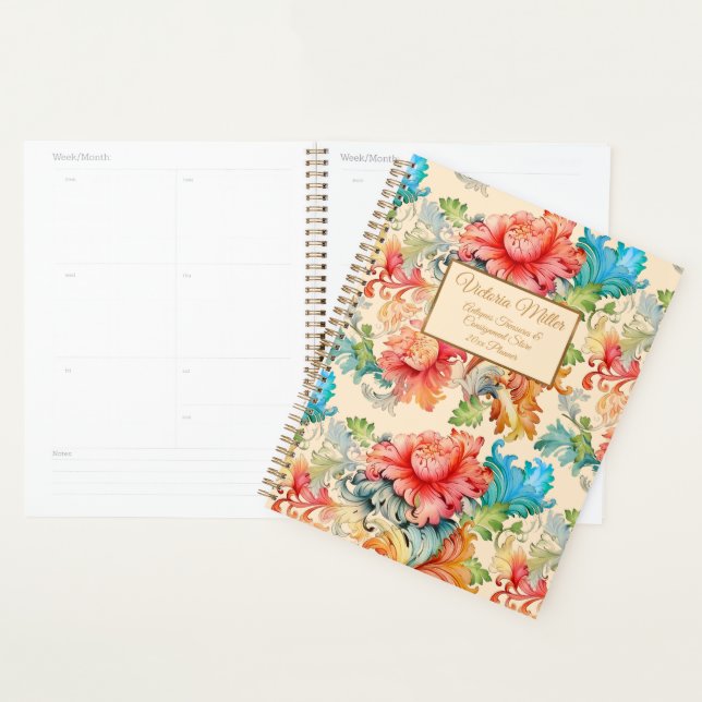 Agenda Patrón floral victoriano vintage (Demostración)