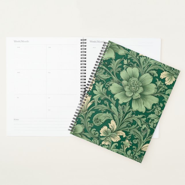 Agenda Patrón floral vintage verde sabio (Demostración)
