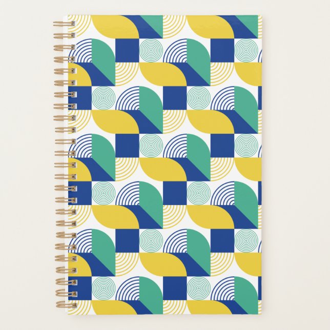 Agenda Patrón geométrico abstracto de amarillo verde azul (Anverso)