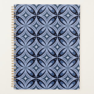Agenda Patrón geométrico azul estilo retro