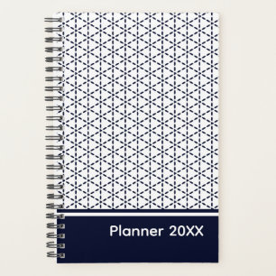 Agenda Patrón geométrico azul marino sobre blanco