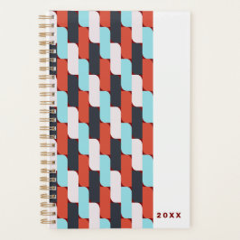 Agenda Patrón geométrico azul rojo retro