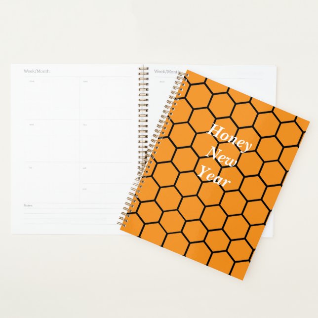 Agenda Patrón geométrico elegante de abeja negra amarillo (Demostración)