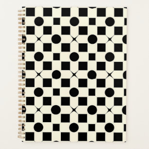 Agenda Patrón geométrico en blanco y negro con círculos