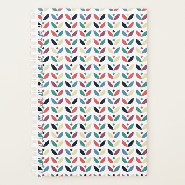 Agenda Patrón geométrico floral de arte folclórico (Anverso)