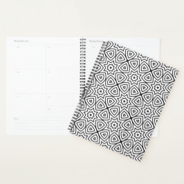 Agenda Patrón geométrico moderno en blanco y negro