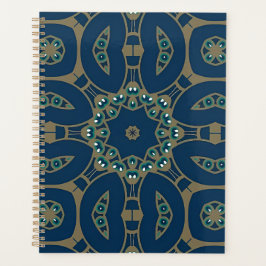 Agenda Patrón geométrico octágono azul marino y dorado