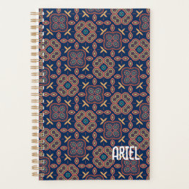 Agenda Patrón Geométrico Retro Resumen Personalizado