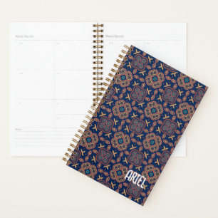 Agenda Patrón Geométrico Retro Resumen Personalizado