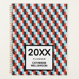 Agenda Patrón geométrico rojo azul vibrante personalizado