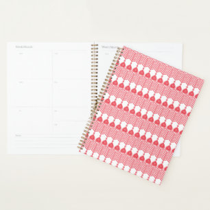 Agenda Patrón geométrico rojo y rosa con interlo