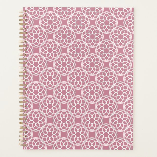 Agenda Patrón geométrico sin fisuras rosa blanco (Anverso)