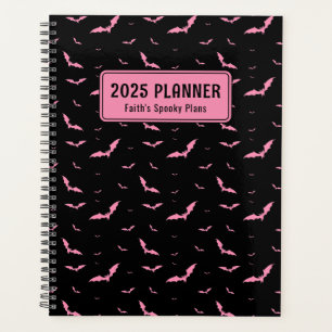 Agenda Patrón Gótico Personalizado De Murciélago Rosa Y N