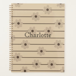 Agenda Patrón horizontal Strip Brown Khaki Flower Y2K